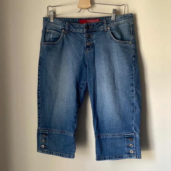 Guess capris y2k vintage size 30 jeans 2023 trend 2000s retro blue - Picture 1 of 5